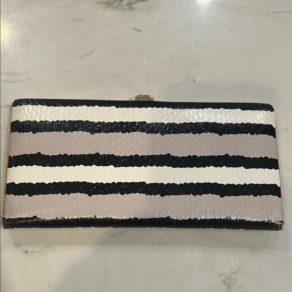 Lodis Black and White Striped Women's Wallet